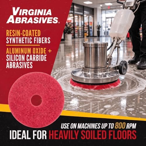 Red Floor Maintenance Pads, Buffing, Scrubbing & Polishing, 20", 5 Pack - Image 2