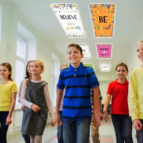 8pcs Fluorescent Light Covers for Classroom,2x4 FT Colorful Confetti - Image 6