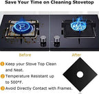 MSDADA Stove Covers, 8 Pcs 0.2 mm 10.6" x 10.6" Gas Range Protectors with 2 Pcs 21” Silicone Gap Cover Keep Stove Clean, Double Thickness, Reusable, Non-Stick, Easy to Clean - Image 3