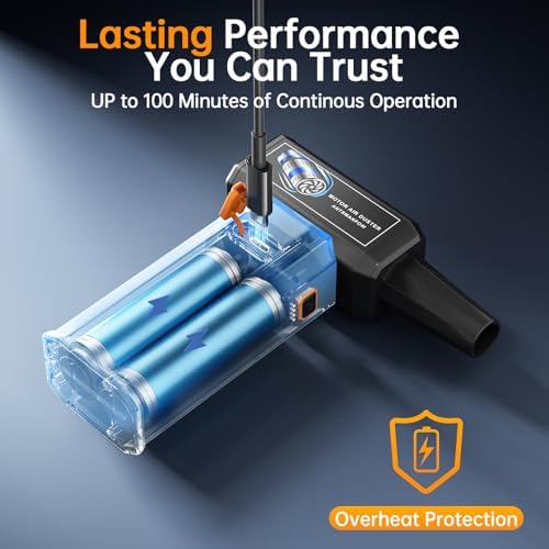 Electric Air Duster 150000RPM - Cordless Compressed Air Duster with Stepless Adjustable, Brushless Motor Blower for Computer Keyboard, Car, Home - Image 3