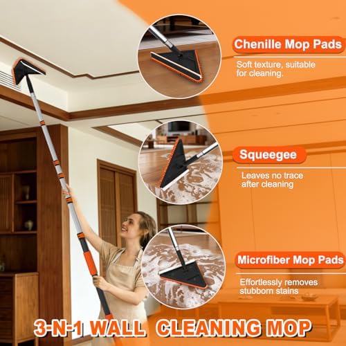 SISUPASSIE 24FT Duster Cleaner Kit, Dusters for Cleaning with Extension Pole, Baseboard & Wall and Window Cleaner Mop for Fan Blades, High Ceiling and Cobweb - Image 3