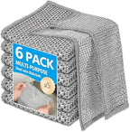 6Pack Multipurpose Wire Dishwashing Rags, Upgrade Non Scratch Wire Dishcloth, for Wet and Dry Use, Reusable Metal Microfiber Cleaning Cloths for Home/Kitchen/Stove by WYDZKJ