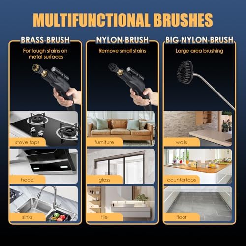 1700W Pressurized Steam Cleaner,Heavy Duty Portable Steamer for Car Detailing, High Temp, Home Use, Floor, Upholstery, Grout 110V with 12 pcs Accessories - Image 5