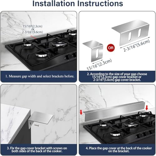 30" Slide-in Range Rear Filler Kit with 2 PCS Stove Gap Covers, Silver - Image 5
