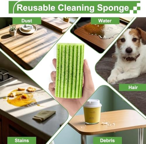 Jeymei Damp Clean Duster Sponge,4Pcs Green Dust Sponge for Cleaning - Image 4