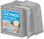 12PK Upgrade Non Scratch Wire Dishcloth, Silver Mesh Dish Cloths. by WYDZKJ