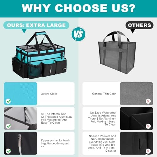 Extra-Large Wearable Cleaning Caddy With Detachable Divider,Cleaning Caddy For Cleaning Supplies Large Cleaning Supply Caddy With Adjustable Shoulder Strap & Waist Belt For Cleaners,Mint Green - Image 3