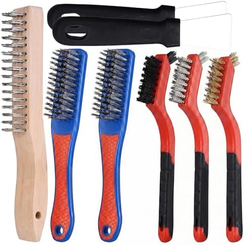 8Pcs Wire Brush Set for Cleaning Rust Paint, Heavy Duty Scratch Brushes by Yodamiack