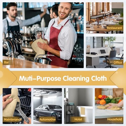 FIXSMITH Beige Microfiber Cleaning Cloth -Pack of 8, Highly Absorbent Cleaning Rags, 16"X12" All Purpose Cleaning Towels for Housekeeping, Kitchen, Car, Lint Free and Reusable Microfiber Towels - Image 7