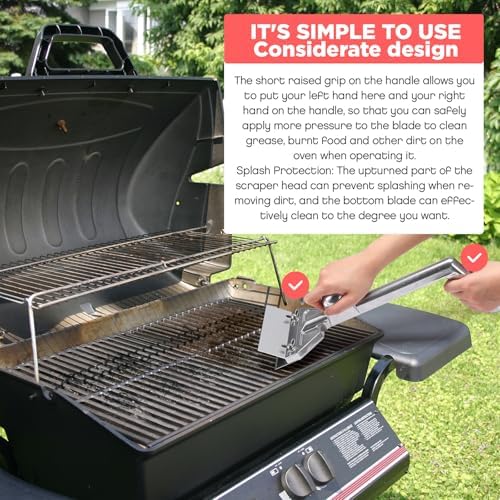 Lasnten Griddle Scraper Heavy Duty Grill Scraper Commercial Griddle Scraper Set with 4 Blades Cast Aluminum Flat Top Grill Scraper with Small Beveled Edge Grill Scraper for Restaurants, Bars, Diners - Image 6