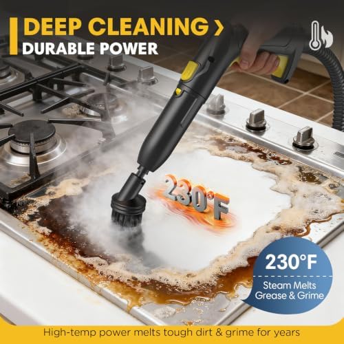 Heavy Duty Steam Cleaner, 1500W High-Temperature Mop with 26 Accessories, 1.4L Portable Tank, Chemical-Free Cleaning for Floors, Tiles, Cars & More, Child Lock for Safety, Easy Operation（Yellow) - Image 5