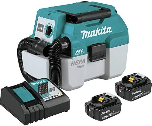 Makita XCV11T 18V LXT® Lithium-Ion Brushless Cordless 2 Gallon HEPA Filter Portable Wet/Dry Dust Extractor/Vacuum Kit (5.0Ah) by Unknown