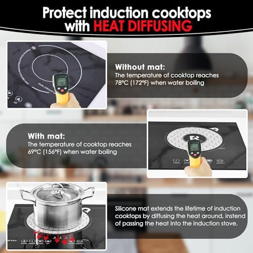 5 PCS Silicone Induction Cooktop Protector Cover Mat (Magnetic) | 230°C (450℉) Heat-Resistant Induction Stove Protector | Multifunctional Silicone Mats (2 * 7.9" & 2 * 9.45 & 1 * 10.2" x13.7"_ White) - Image 5