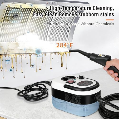 Mixoo Steam Cleaner, 6-Level Adjustable Handle, 15s Heat-Up, 1.08 Quarts Tank, Portable Steamer for Cleaning with 6 pcs Accessories for Home Dirt, Grease, Grout, Tile,Floor, Car (White Black, 1200ML) - Image 5