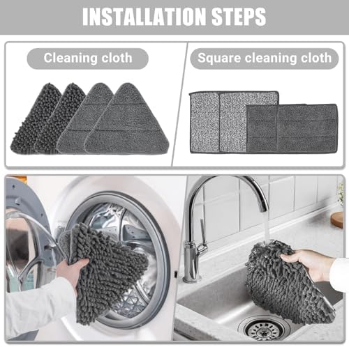 CALBEAU Baseboard Cleaner Tool with Handle, Wall Mop with Squeegee, Gray - Image 6