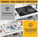 NYZE Stove Top Cover for Electric Stove, 28x20 Inch Stovetop Cover Flat Top Protector Dish Drying Mat for Kitchen (Blue & White Floral) - Image 5