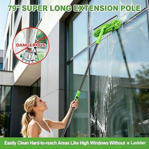4-in-1 Window Cleaning Kit with Storage Bag, 79'' Window Squeegee Cleaner Tool with Extension Pole, Professional Window Washing Equipment for Home, Outdoor Windows, Glass, Shower, Commercial - Image 3