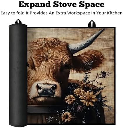 Stove Top Covers for Electric Stove: 30''×21'' Stove Mat Protective Cooktop Cover Expands Counter Area, Kitchen (Cow) - Image 6