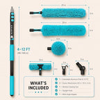 High Ceiling Duster Kit with 4-12FT Heavy Duty Extension Pole, Reaches Up to 20FT, Includes Microfiber Feather Duster, Cobweb and Ceiling Fan Duster, Window Squeegee Cleaner & Skylight Hook (12FT) - Image 3