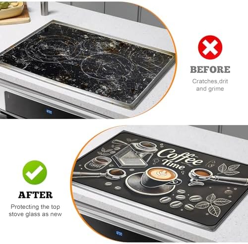 Multi-Design Stove Top Cover for Glass/Electric Stoves - 3-in-1 Heat-Resistant Protector Mat, Non-Slip Drying Rack 30" L x 21" W (Coffee) - Image 5