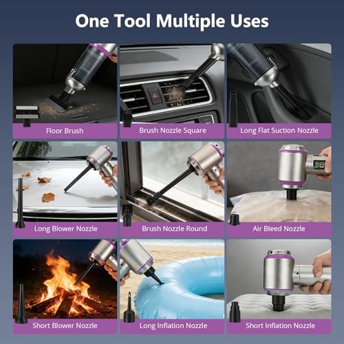Cordless Handheld Vacuum with 17000Pa Suction, Portable Car Vacuum Cleaner for Pet Hair, Home & Desk, 3-Speed, LED Light, 4-in-1 Nozzles, Type-C Charging - Image 2