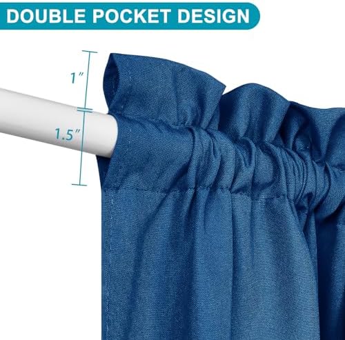 Hiasan French Door Curtains Privacy, Royal Blue, 24W x 40L, 1 Panel - Image 3