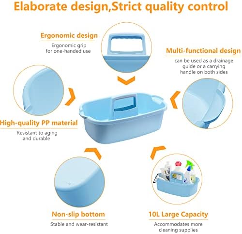 Goderewild 2 Pack Multi-Purpose Plastic Cleaning Caddy with Handle, Shower Caddy Organizer/Storage Basket/Totes Portable for Bathroom Supplies, Cleaning Products, Under Sink Tool, Housekeepers (Blue2) - Image 3