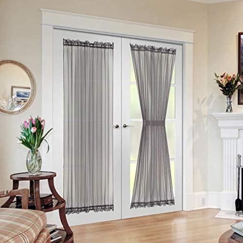 MIULEE Dark Grey 54 Wide and 72 Inches Length French Door Sheer Curtains by MIULEE