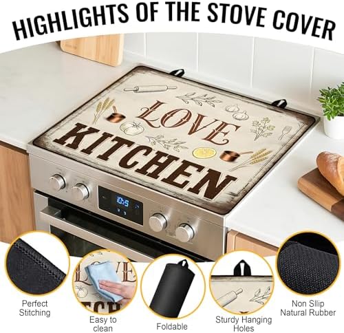 NYZE Stove Top Covers for Electric Stove for Kitchen (Rustic Farmhouse Kitchen) - Image 3