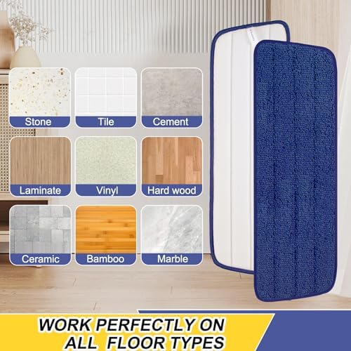 16.5 inch Reusable Mop Pads Microfiber Spray Mop Replacement Heads for Wet/Dry Mops Compatible with Bona Floor Care System (5 Pack) - Image 4