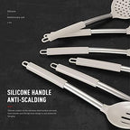 oannao Large Silicone Cooking Utensils Set - Heat Resistant Kitchen Utensils,Turner Tongs,Spatula,Spoon,Brush,Whisk,Stainless Steel Cooking Tool for Nonstick Cookware,Dishwasher Safe (Khaki) - Image 2