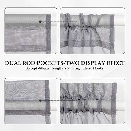 MIULEE Dark Grey 25 x 72 Inches Sidelight French Door Sheer Curtains - Image 5