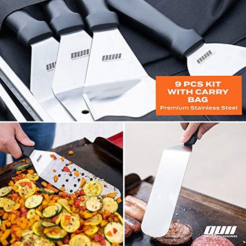 Flat Top Griddle Accessories for Blackstone and Camp Chef Griddle - 9 Pieces Set with Griddle Cleaning Kit and Carry Bag! Metal Spatula, Scraper for Hibachi and Teppanyaki Grill - Image 4