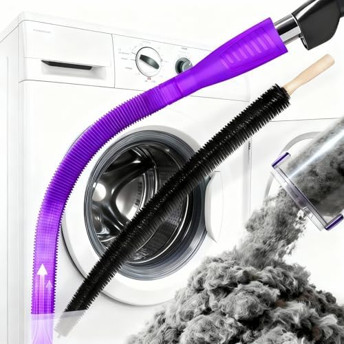 Dryer Vent Cleaner Kit - Universal Vacuum Hose Attachment & Lint Brush, Effectively Clean Clogged Dryer Ducts, Fit Most Vacuums for Dryer, Refrigerator Coils & Behind Appliances (Purple) by Unknown