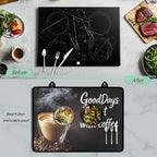 Coffee Cup with Beans Print Stove Top Cover for Electric Stoves, Vintage Coffee Themed Glass Cooktop Cover 28x20 Inch Brew Hot Cafe Pattern Dish Drying Mat for Kitchen Countertop Coffee Bar - Image 5