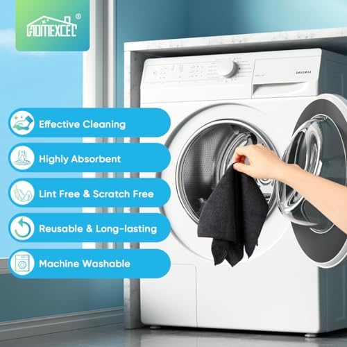 HOMEXCEL Black Microfiber Cleaning Cloth, Microfiber Towels for Car, 12 PK - Image 6