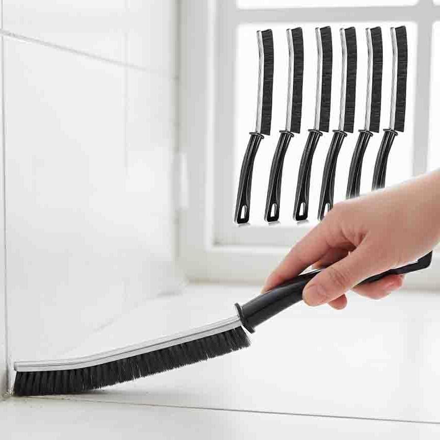 CrafTreat Hard Bristle Crevice Cleaning Brush – 6 Pack (Black) – Gap Scrub Brushes for Kitchen, Bathroom, Window Tracks, Grout, Car & Tight Spaces – Household Cleaning Tool by CrafTreat