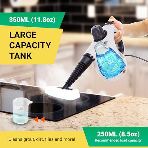 Comforday Multi-Purpose Steam Cleaner with 9-Piece Accessories, Pressurized Handheld Steam Cleaner, Perfect for Stain Removal, Curtains, Car Seats, Floor, Bathroom (White) - Image 5