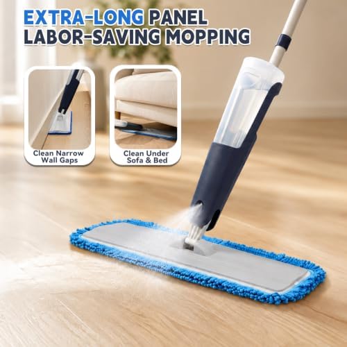 24" Spray Mop Wet Dry Heavy Duty 28oz 55" Handle 2 Pads Blue - Image 6