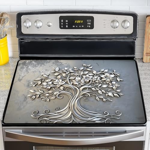 Stove Top Cover for Electric Stove,Glass Stove Top Cover, Heat Resistant Glass Cooktop Cover, Stovetop Protector, Kitchen Decor, Dish Drying Mats Cover for Ceramic Washer Top 28.5x20.5 inch by GIVEYOUTHEBEST