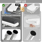 3 in 1 Floor Scrub Brush,Floor Scrubber with Squeegee and Tweezer, Push Broom with Long Handle,Heavy-Duty Stiff 90° Bristle Broom for Patio,Shower, Garage,Deck,Tile, Concrete & Wood Surface (White) - Image 6