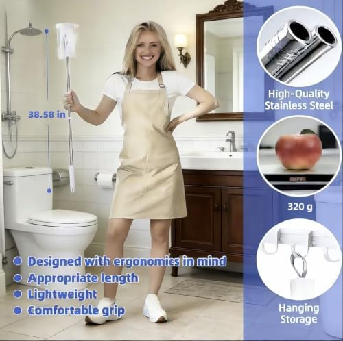 Push Clamp Mini Mop with 39in Short Handle &10 Cloths - Image 5