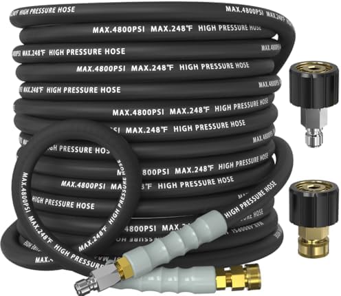 3/8" ID 4800PSI Pressure Washer Hose 25FT, Steel Wire Braided Pressure Hose by Unknown