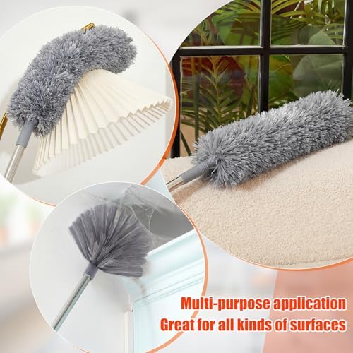 30 Feet High Reach Duster Kit with 2-24 ft Extension Pole for Fans, Gray - Image 6