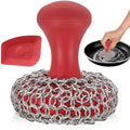 316L Chainmail Scrubber Cleaner Kit - Skillet Cleaner with Long Grip Handle by ZYLARK