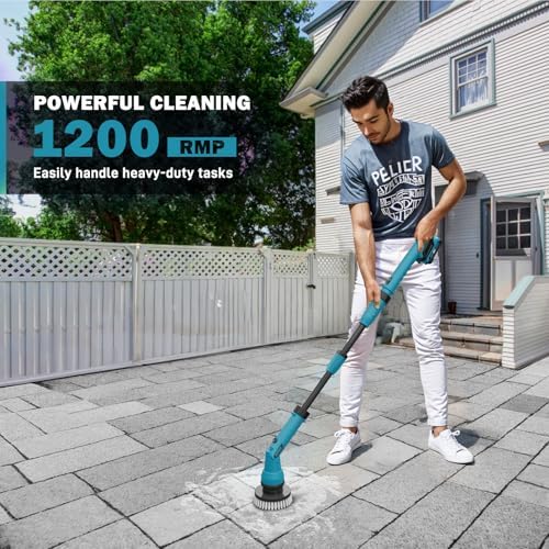 Alloyman 1200RPM Electric Spin Scrubber, 20V Replaceable Battery, Shower Cordless Cleaning Brush, Power Scrubber for Cleaning with 8 Brushes for Bathtub/Tub/Tile/Floor - Image 2