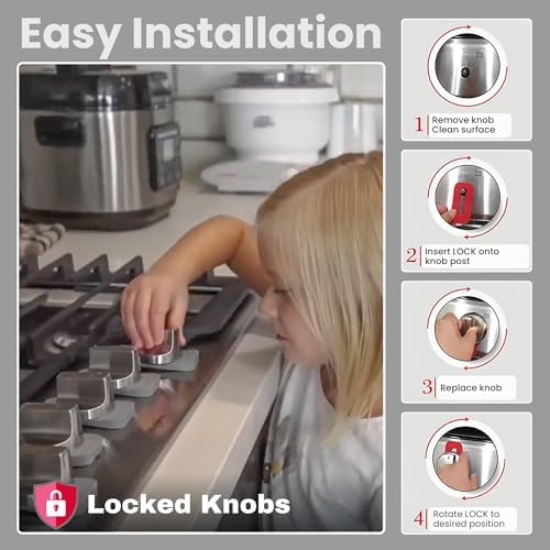 Mom's Choice Award Stove Knob Locks | 5-Pack Silicone Child Safety Lock Set - Image 2