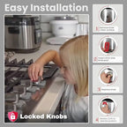 Mom's Choice Award Stove Knob Locks | 5-Pack Silicone Child Safety Lock Set - Image 2