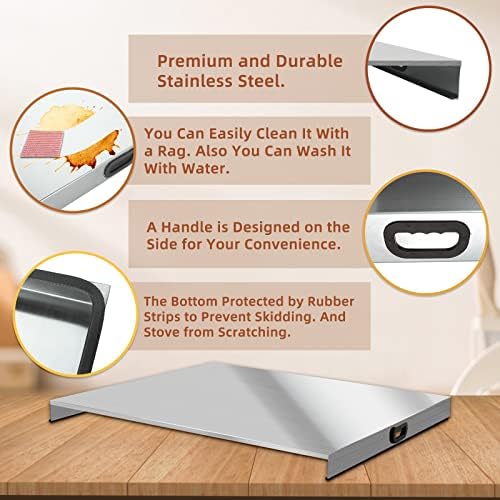 Stainless Steel Gas Stove Top Cover, Noodle Board Cooktop Cover, Kitchen Organizer for Gas and Electric Stove Range Expanding Kitchen Space, Large Size 30"x 22"x3", Sliver - Image 5