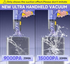 Car Vacuum Portable Cordless 3 in 1 Handheld Car Vacuum 15000PA High Power with Brushless Motor,5200mAh withType-C Charing Small Vacuum Cleaner Portable Cordless,SW101Blue Yellow - Image 3